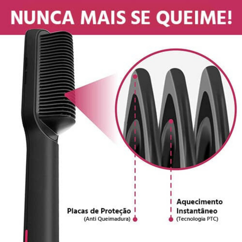 PRETO - Escova Alisadora Elétrica Bivolt