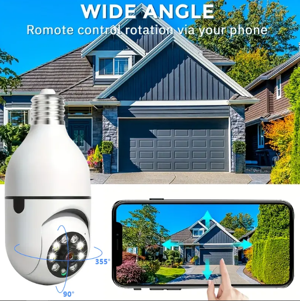 Câmera Lâmpada de segurança Wi-fi IP sem fio 360
