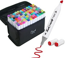 Conjunto de Caneta Colorida Ponta Dupla 80Pçs com Estojo (Versão Pretas ou Brancas)