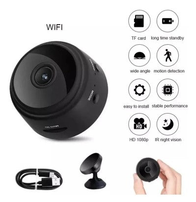 Mini Câmera Espiã A9 Segurança Wi-fi Full Hd Coibeu Cor Preto