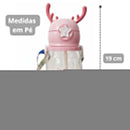 Coelho ou Pónei - Garrafa Infantil Portátil com Desenho Tampa com Canudo e Alça Lateral - (Feminino)