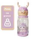 Coelho ou Pónei - Garrafa Infantil Portátil com Desenho Tampa com Canudo e Alça Lateral - (Feminino)