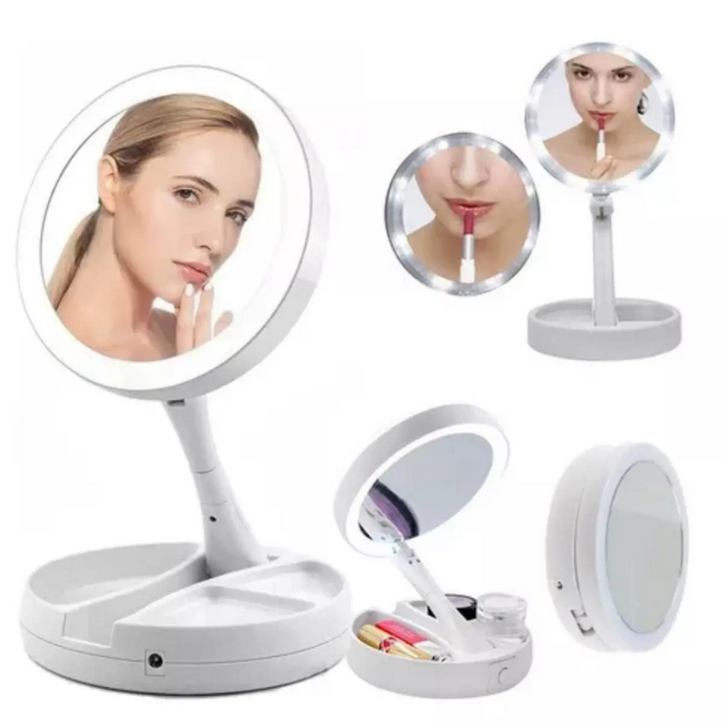 Kit para Maquiagem - Espelho Camarim com Iluminação LED + Lavador de Pincéis Automático