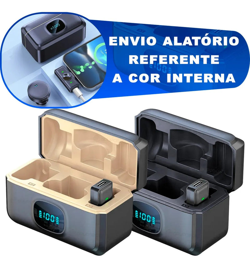 Cor Sortida - Microfone Lapela Duplo Sem Fio Magnético Anti Ruído - ON-2912