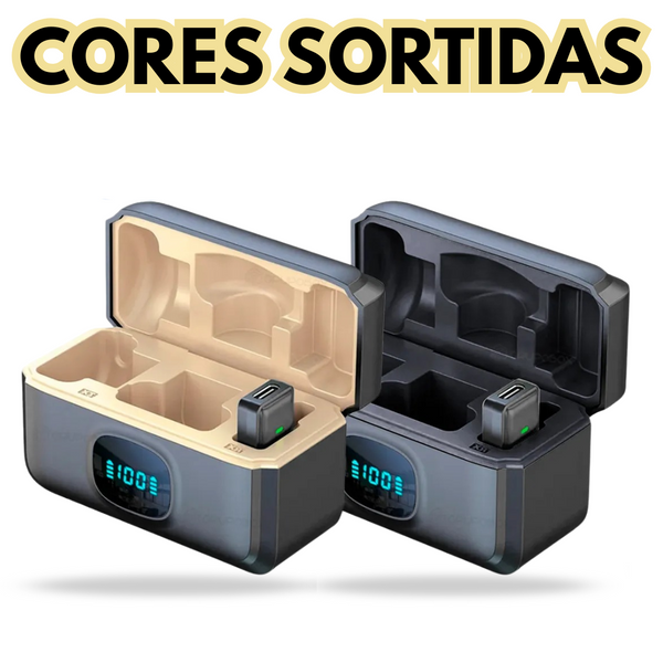 Cor Sortida - Microfone Lapela Duplo Sem Fio Magnético Anti Ruído - ON-2912