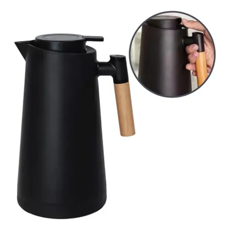 Kit Café Perfeito: Garrafa Térmica 1L Preta + Coador de Café Inox Permanente