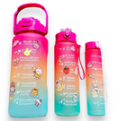 Kit 3 Garrafa para Academia Motivacional Fitness 2L, 900ml e 300ml