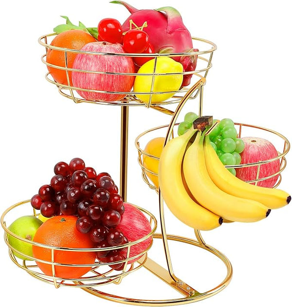 Suporte de Frutas 3 Níveis com Gancho para Banana
