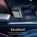Carregador Veicular 4 em 1 – Rápido, Iluminado e com Display Digital