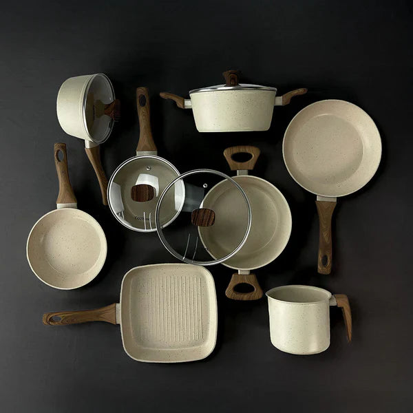 Jogo de Panelas Linen Ceramic - Revestimento Cerâmico Antiaderente 8 Peças