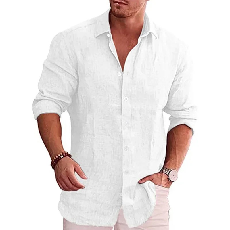 Camisa de Linho Masculina Porto Branca