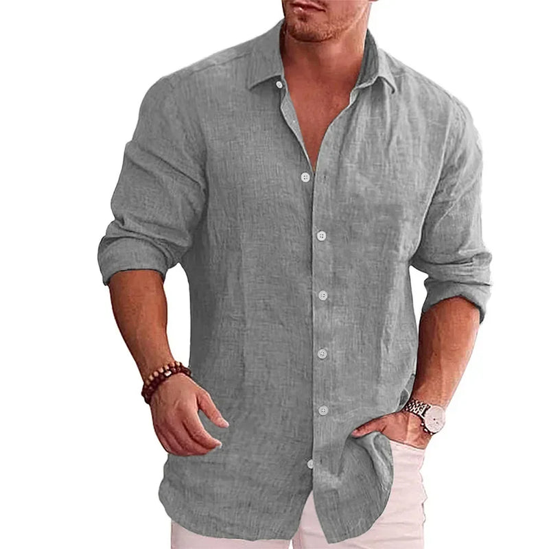 Camisa de Linho Masculina Porto Cinza