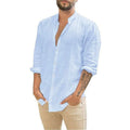 Camisa de linho masculina Azul Claro