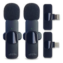 Microfone Sem Fio Duplo Lapela Profissional Tipo-C Android + iPhone Lightning