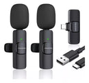 Microfone Sem Fio Duplo Lapela Profissional Tipo-C Android + iPhone Lightning