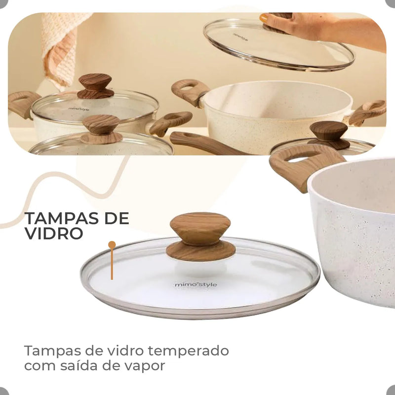 Jogo De Panelas Antiaderente Cerâmica Mimo 10 Peças