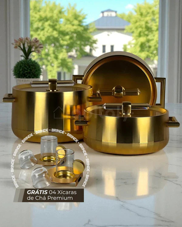 Jogo de Panelas Premium DubaiLux® + BRINDE com 04 Xícaras de Chá