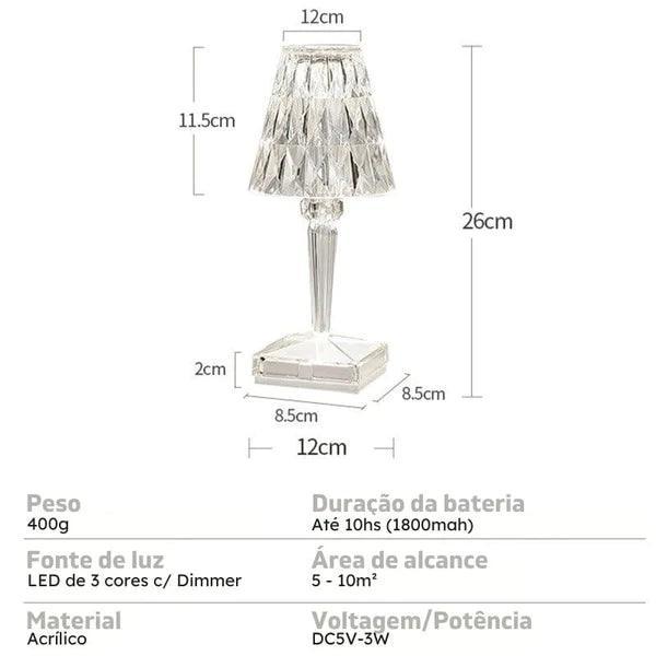 Lâmpada de Mesa Diamante LED Sem Fio Carpetino