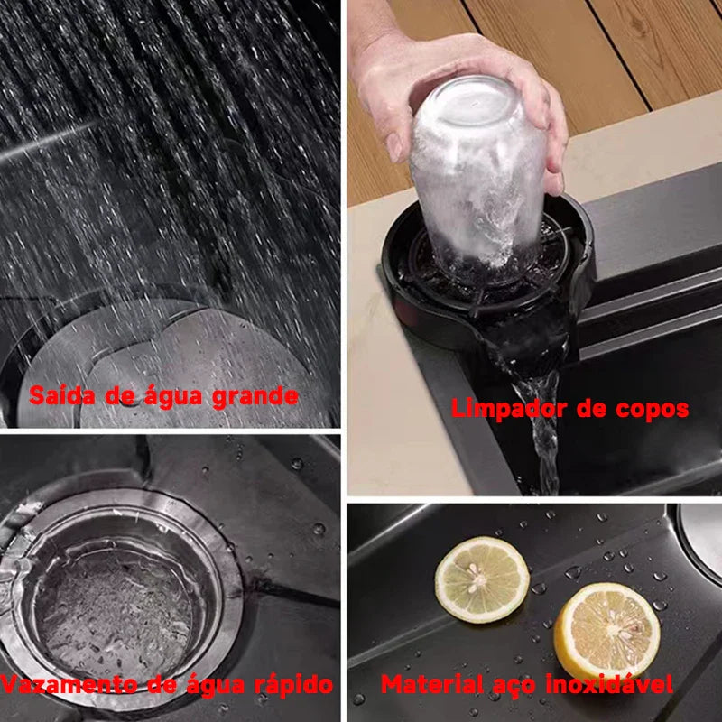 Pia Inteligente Elegante Multifuncional Inox - 75X45X20 cm