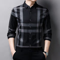 Camisa Masculina de Seda Casual Xadrez