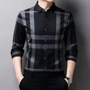 Camisa Masculina de Seda Casual Xadrez