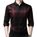 Camisa Masculina de Seda Casual Xadrez