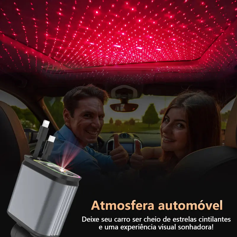 Carregador Veicular 4 em 1 – Rápido, Iluminado e com Display Digital