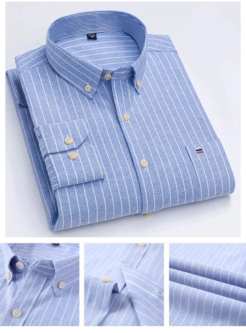 Camisa Masculina Soft Listrada Manga Longa