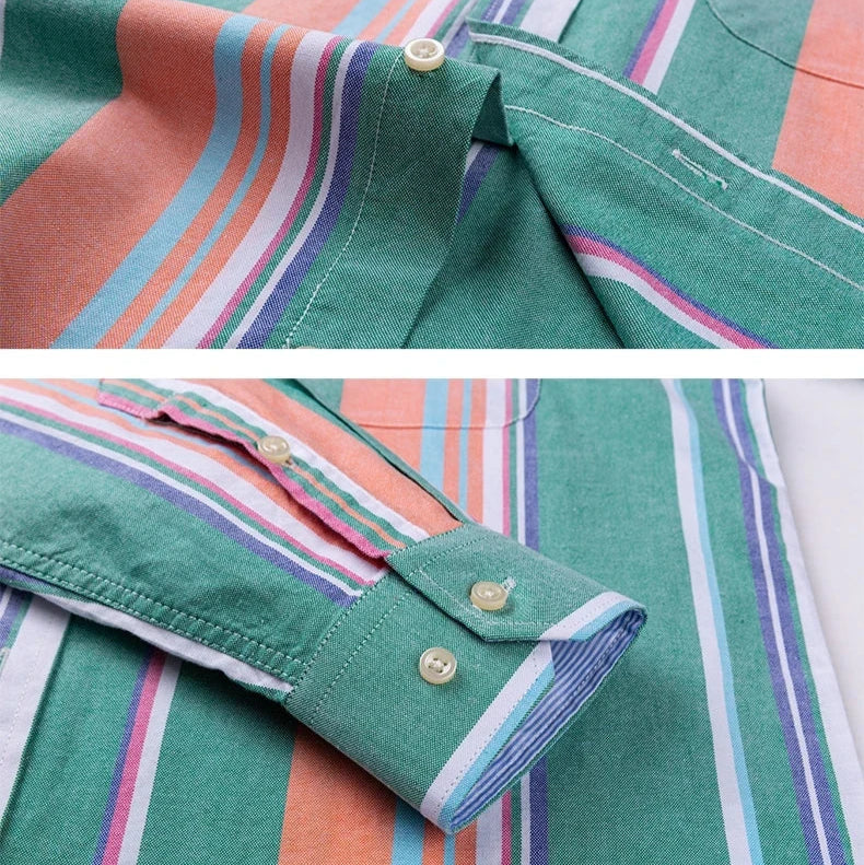 Camisa Masculina Listrada Color Manga Longa