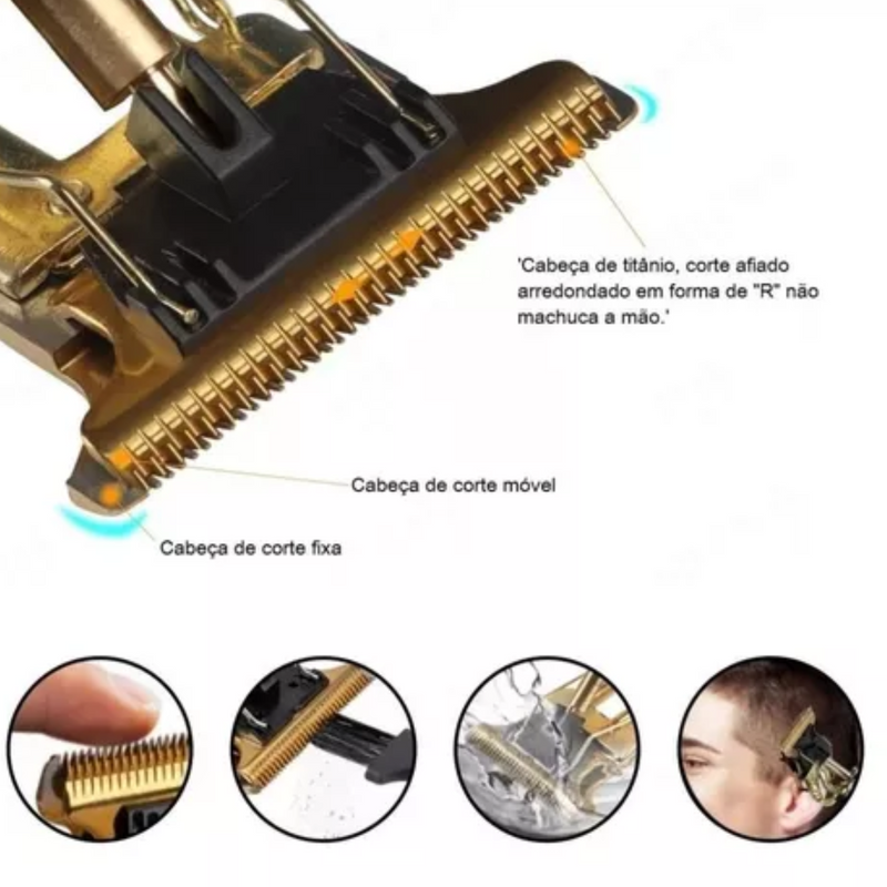Dragão - Maquina de Cortar Cabelo Acabamento Elétrica sem Fio Bivolt  (4x Pentes)