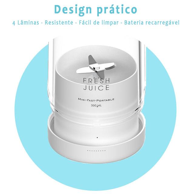 Fresh Juice Liquidificador Portátil Recarregável 4 Lâminas - Turbo