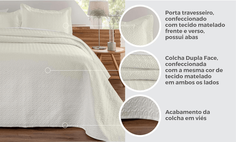 Kit de Colcha de Cama Branco