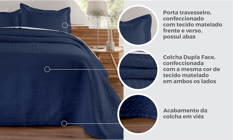 Kit de Colcha de Cama Azul