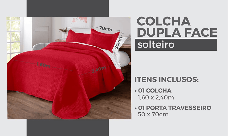 Kit de Colcha de Cama Vermelho
