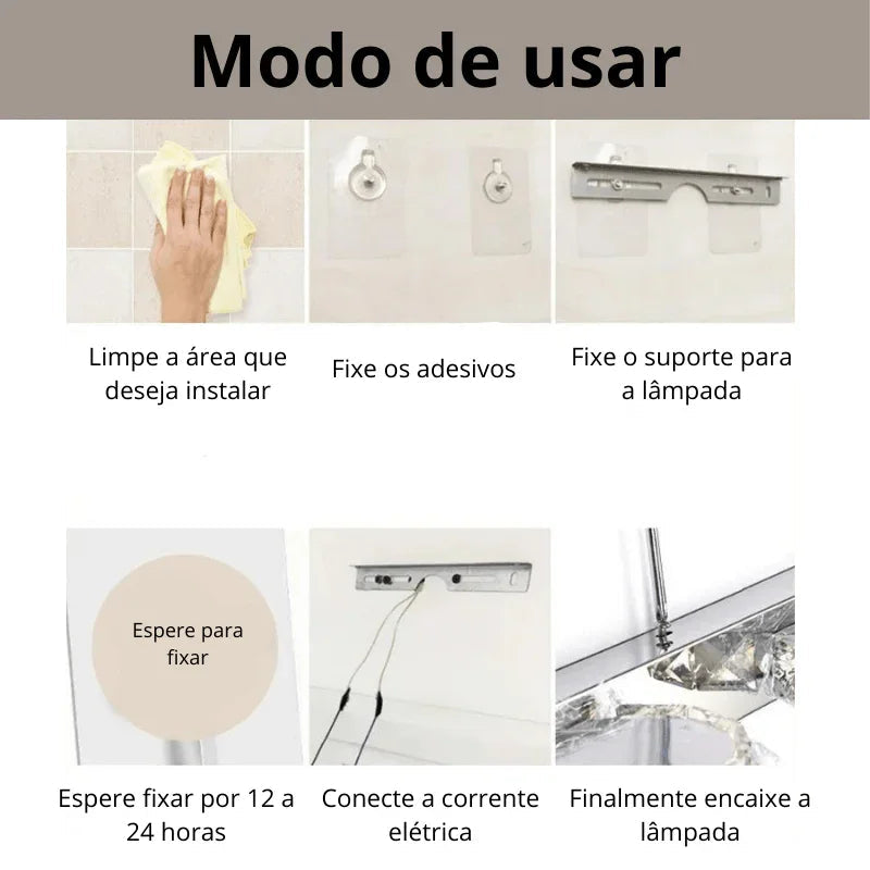 Lâmpada de Parede de Aço Inoxidável com Adesivo de Colagem Carpetino