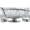 Rechaud Giratório Com 6 Compartimentos Aço Inox e Vidro 52cm