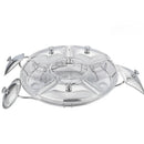 Rechaud Giratório Com 6 Compartimentos Aço Inox e Vidro 52cm